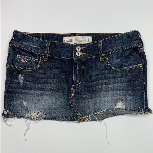 Hollister Distressed Denim Mini Skirt Size 3 Y2K - Picture 1 of 5